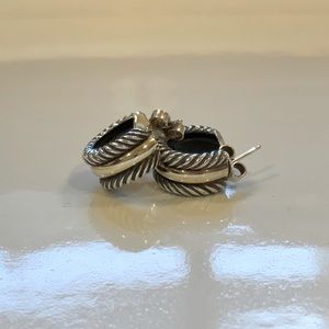 David Yurman Sterling Silver & Gold Hoop Earrings